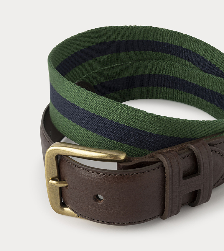 Striped Cotton Buckle Belt