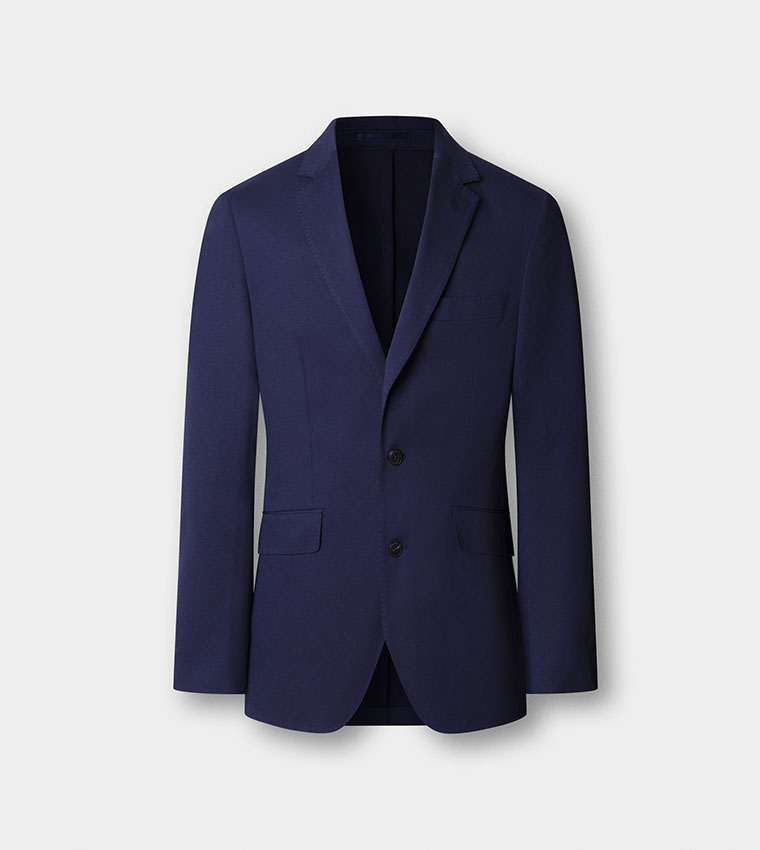 Solid Cotton Stretch Single Breasted Blazer