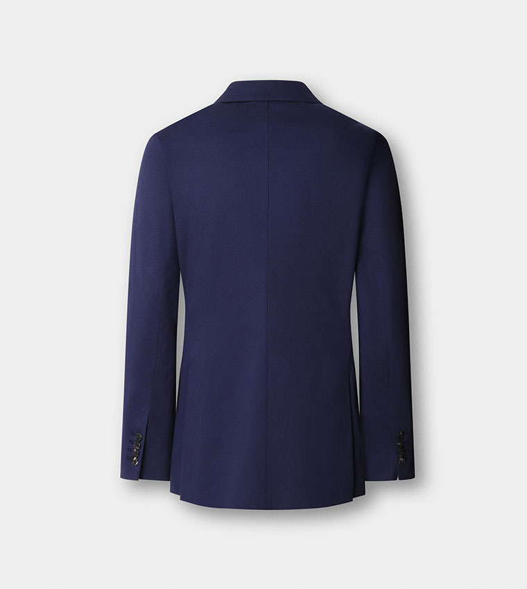 Solid Cotton Stretch Single Breasted Blazer