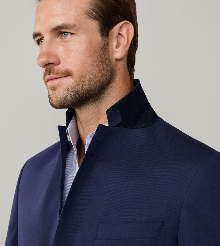 Solid Cotton Stretch Single Breasted Blazer