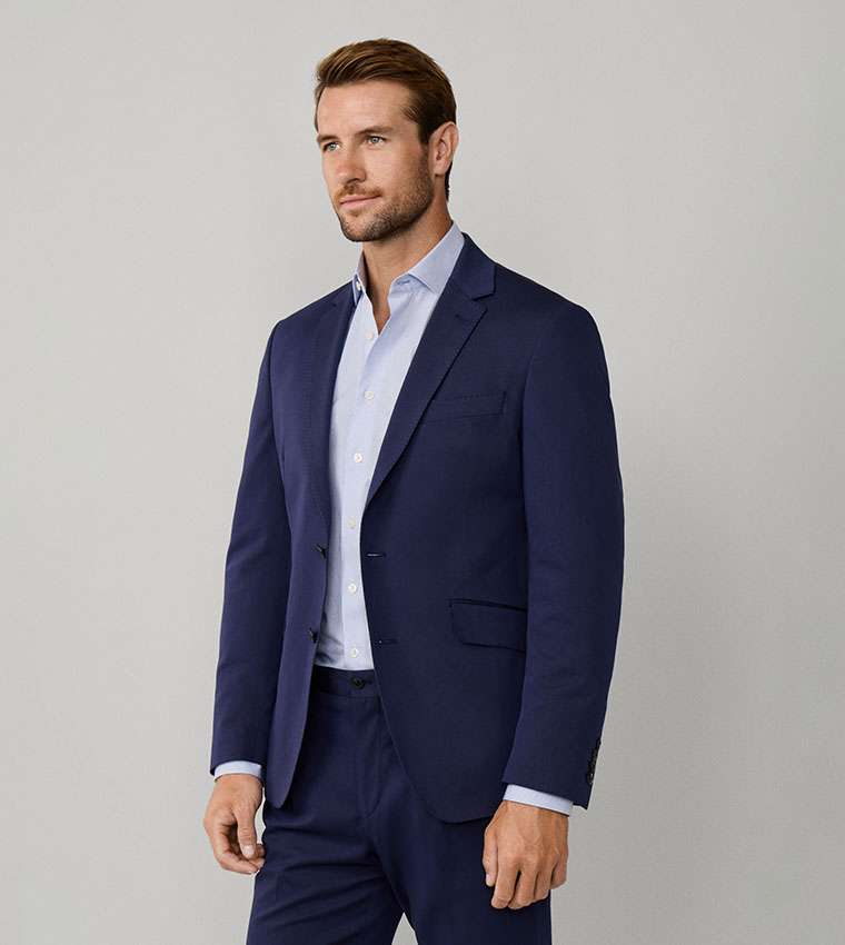 Solid Cotton Stretch Single Breasted Blazer