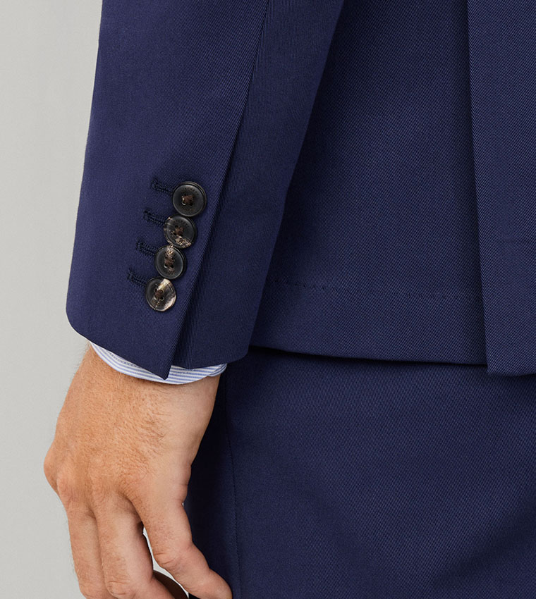 Solid Cotton Stretch Single Breasted Blazer