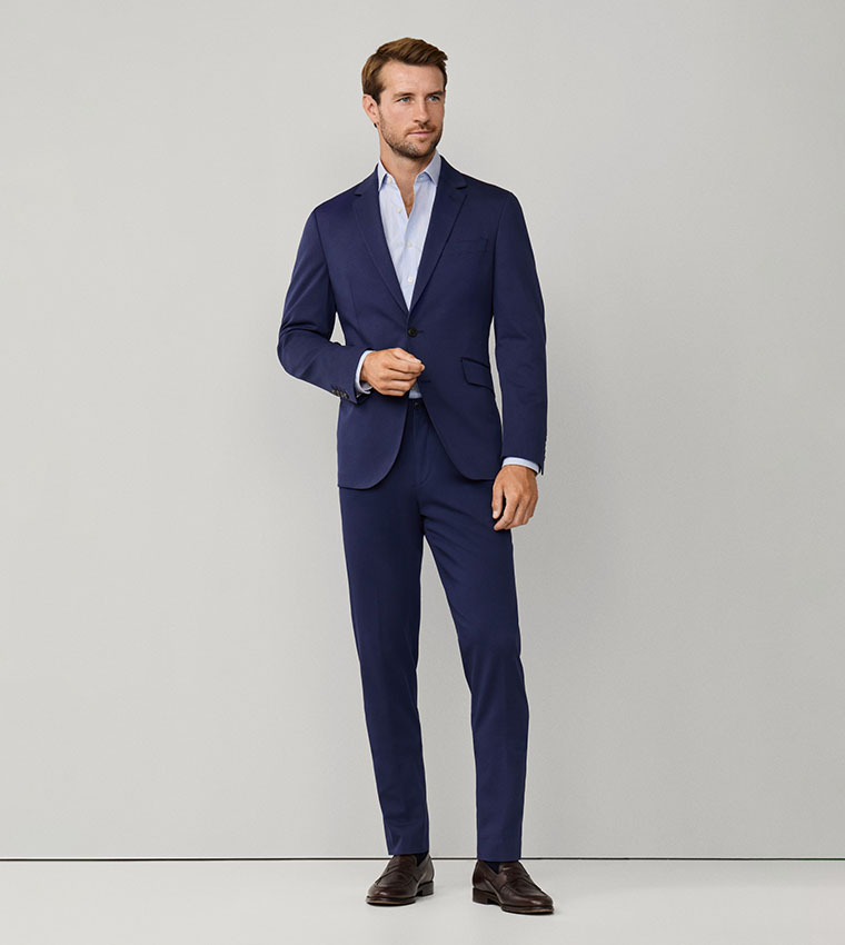 Solid Cotton Stretch Single Breasted Blazer