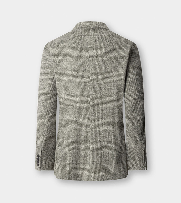 Glencheck Knit Notch Collar Blazer