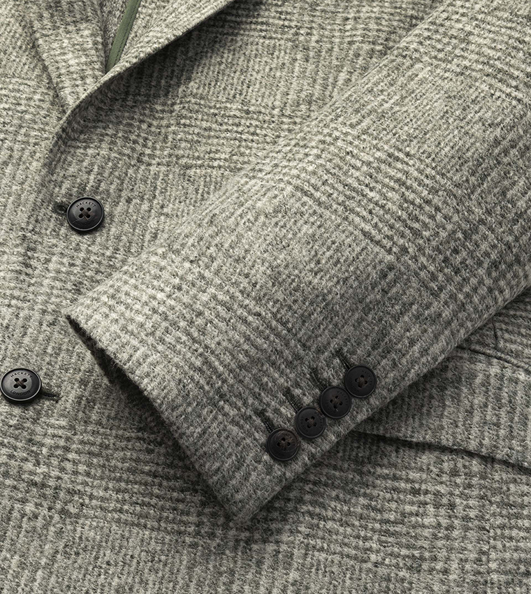 Glencheck Knit Notch Collar Blazer