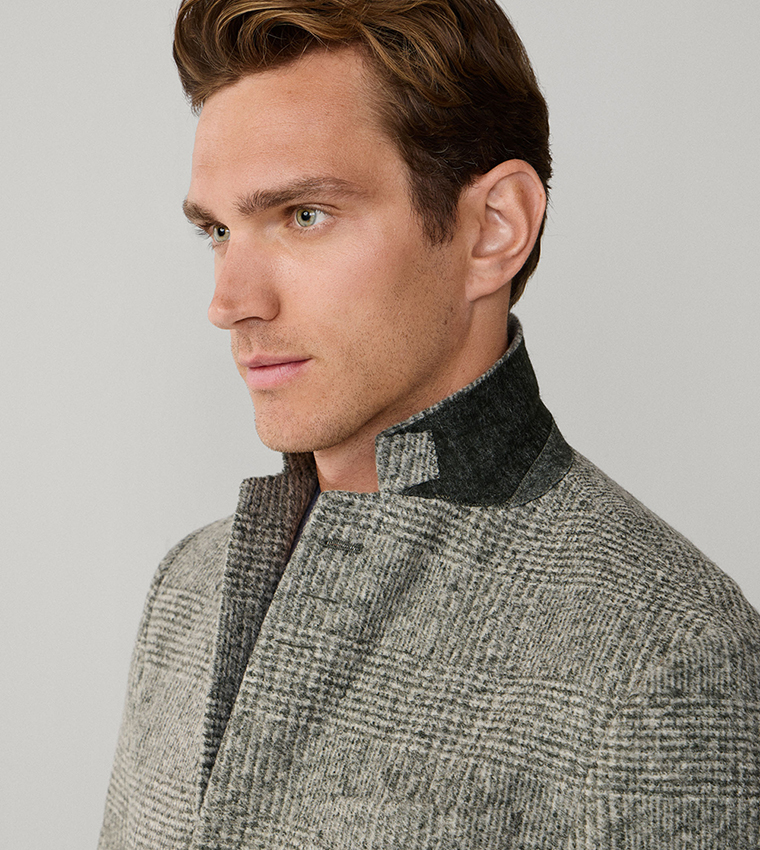 Glencheck Knit Notch Collar Blazer