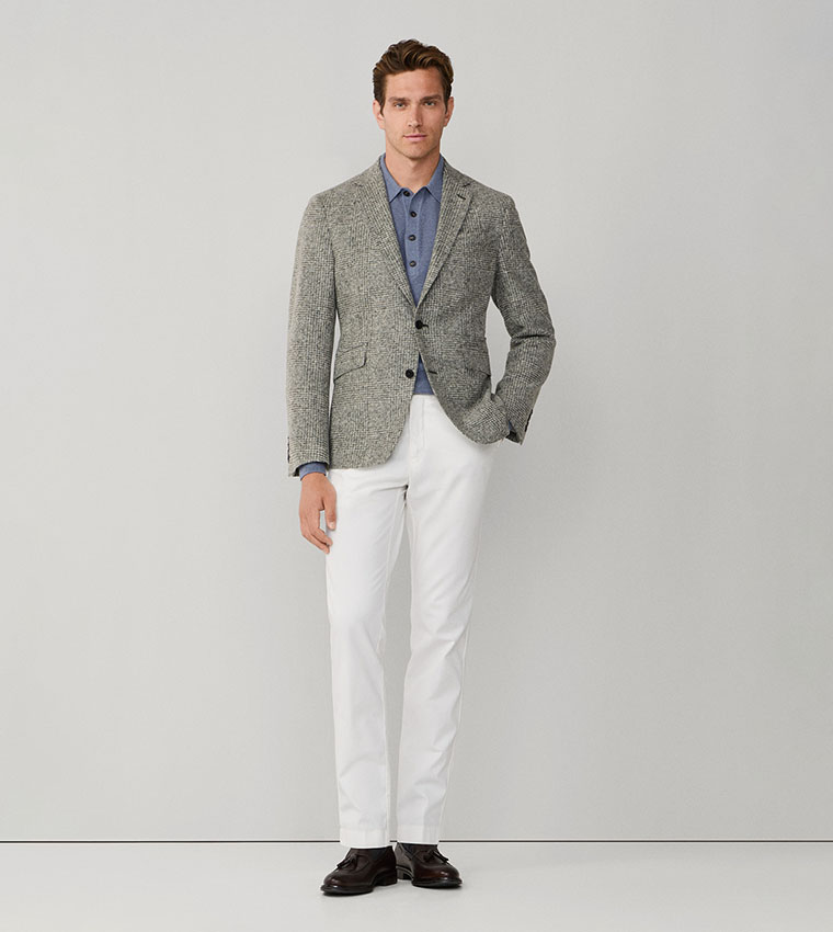 Glencheck Knit Notch Collar Blazer