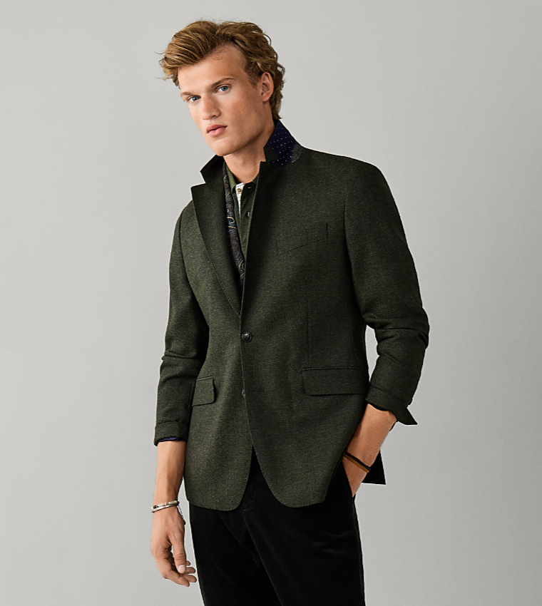 Textured Single-Breasted Blazer