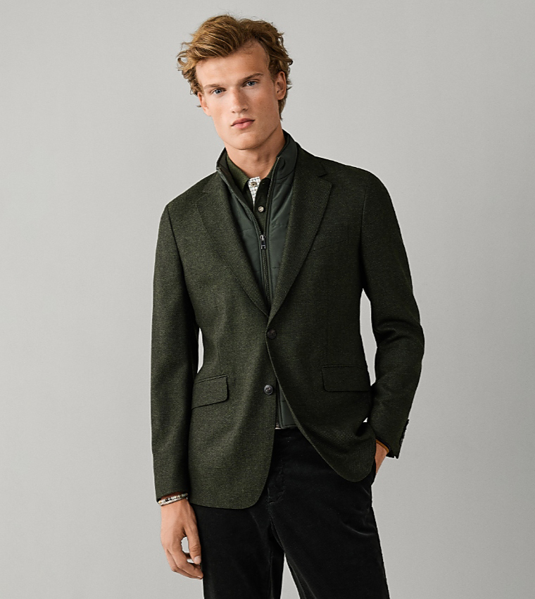 Textured Single-Breasted Blazer