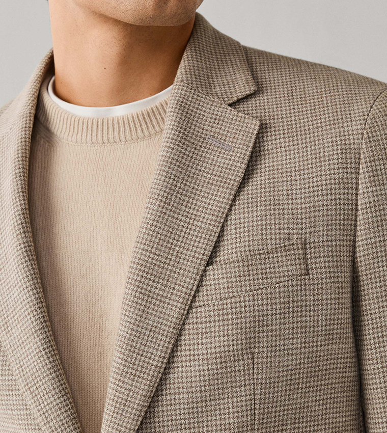 Houndstooth Single-Breasted Blazer