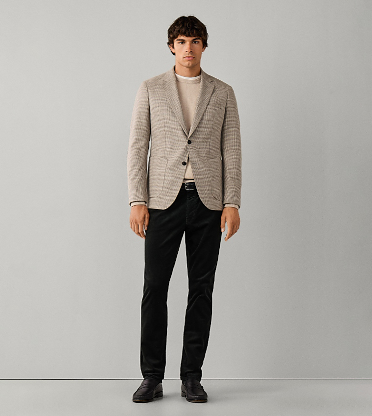 Houndstooth Single-Breasted Blazer