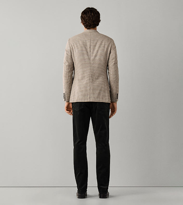 Houndstooth Single-Breasted Blazer