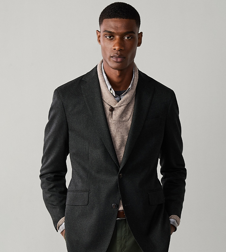 Solid Single-Breasted Blazer