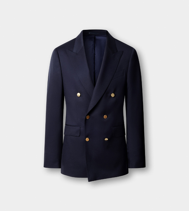 Solid Double-Breasted Blazer