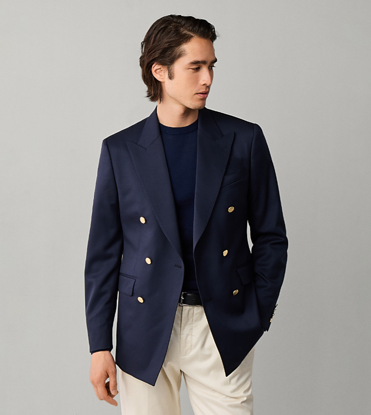 Solid Double-Breasted Blazer