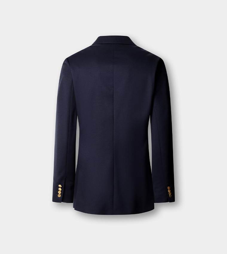 Solid Double-Breasted Blazer