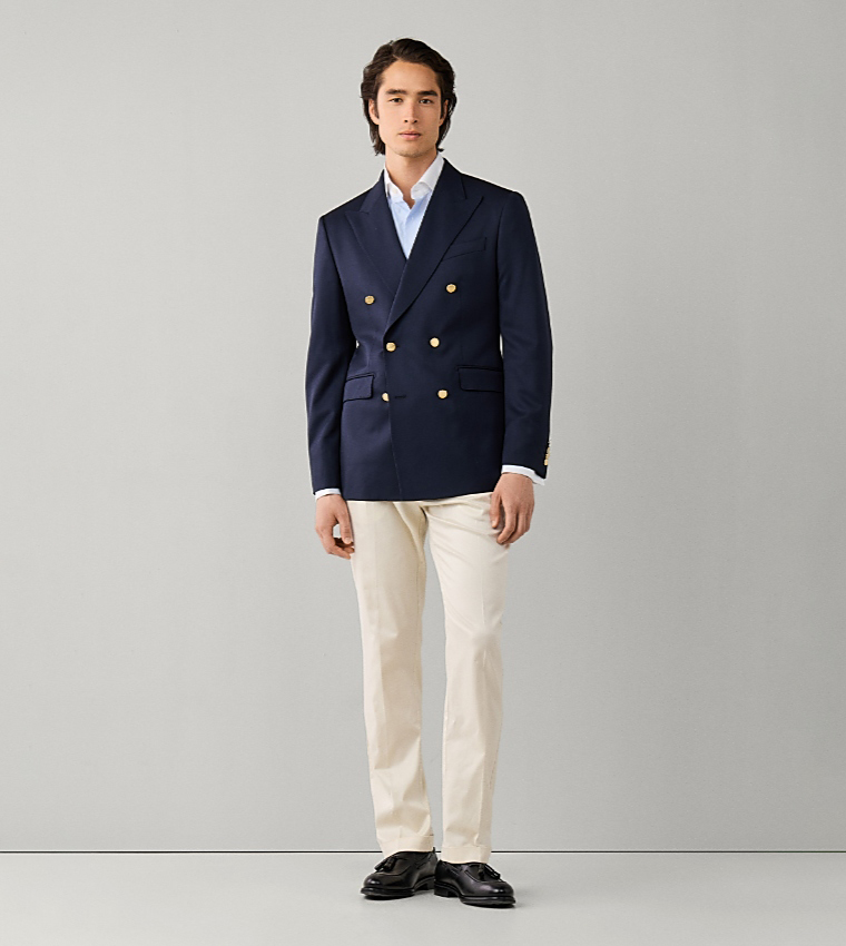 Solid Double-Breasted Blazer