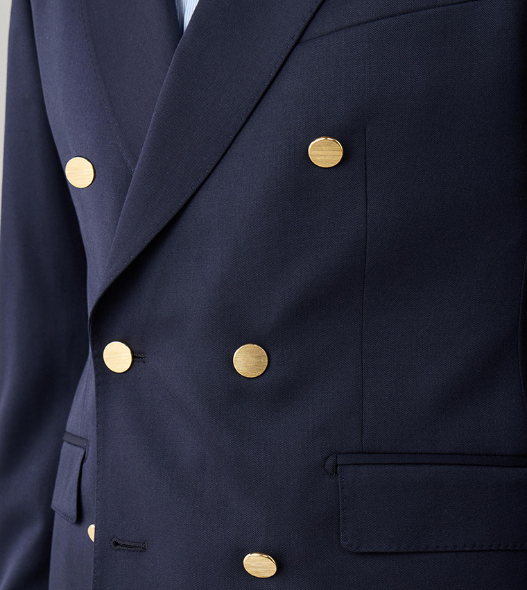 Solid Double-Breasted Blazer