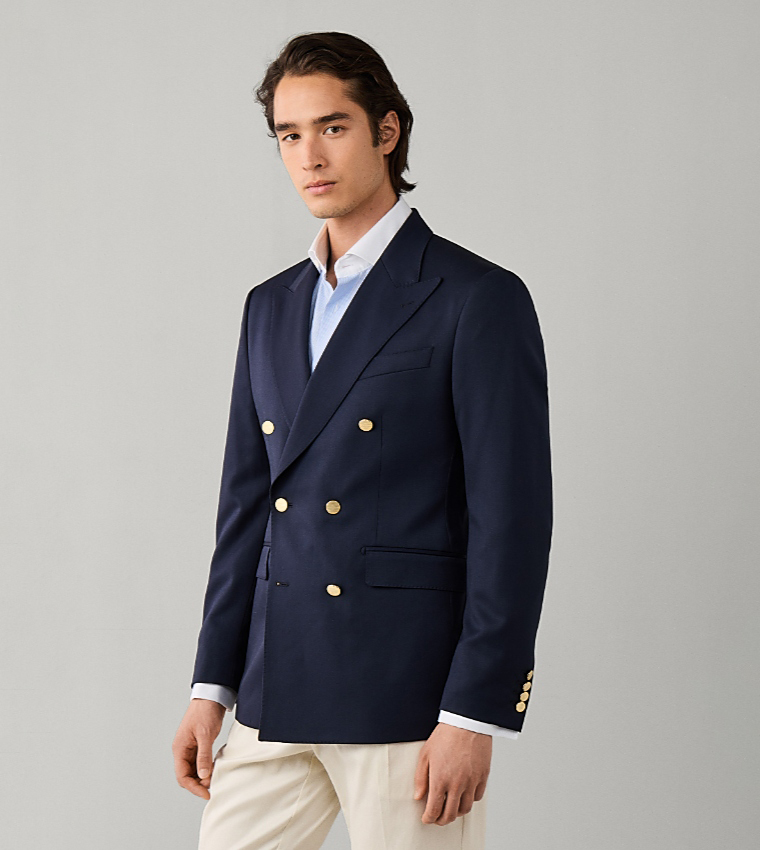 Solid Double-Breasted Blazer