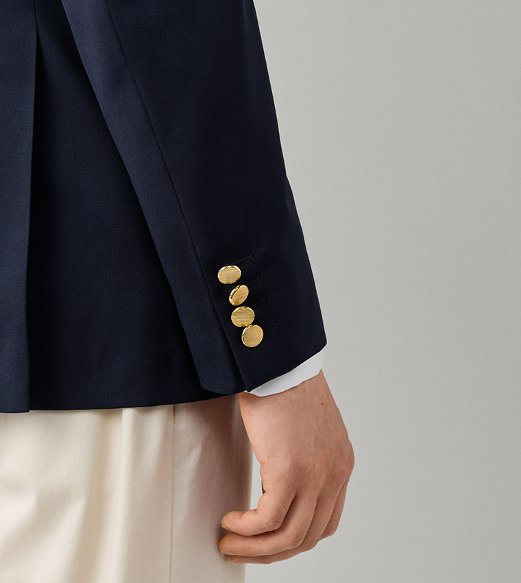 Solid Double-Breasted Blazer