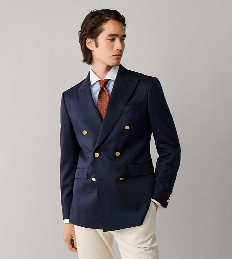 Solid Double-Breasted Blazer