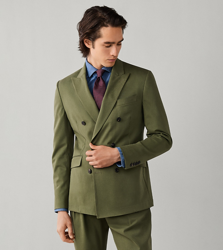 Solid Double-Breasted Blazer