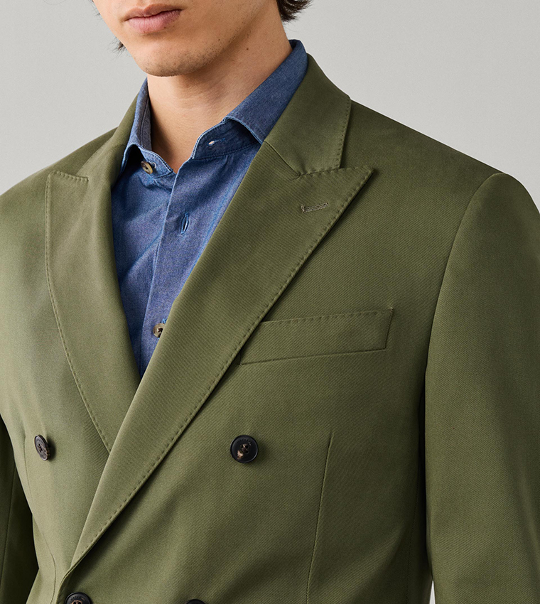 Solid Double-Breasted Blazer