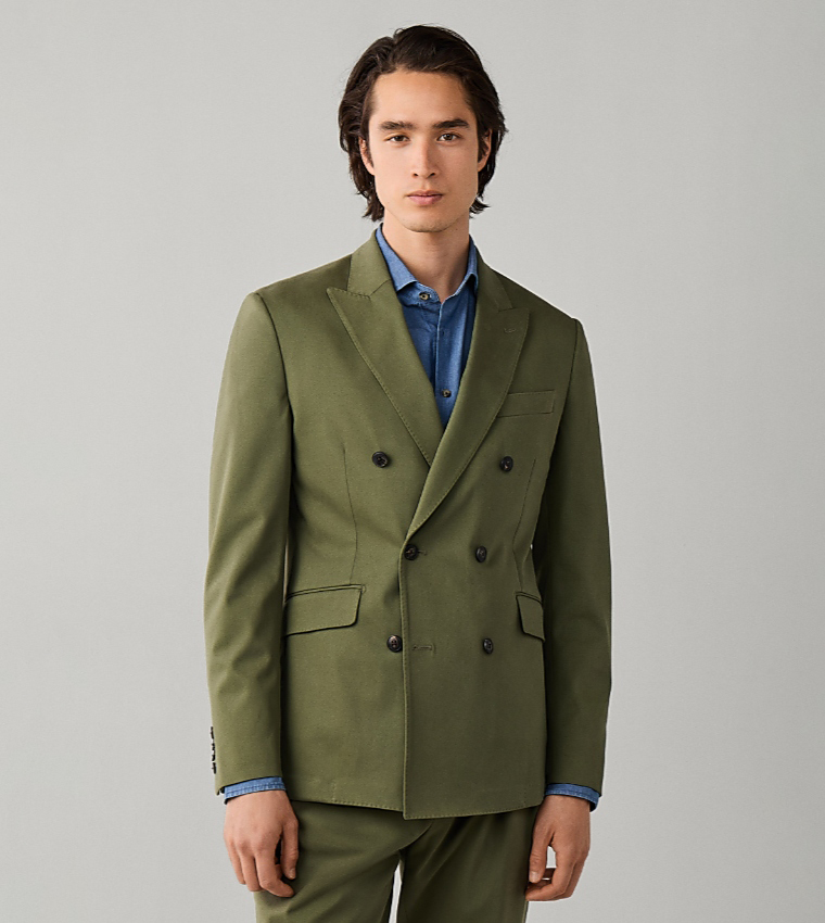Solid Double-Breasted Blazer