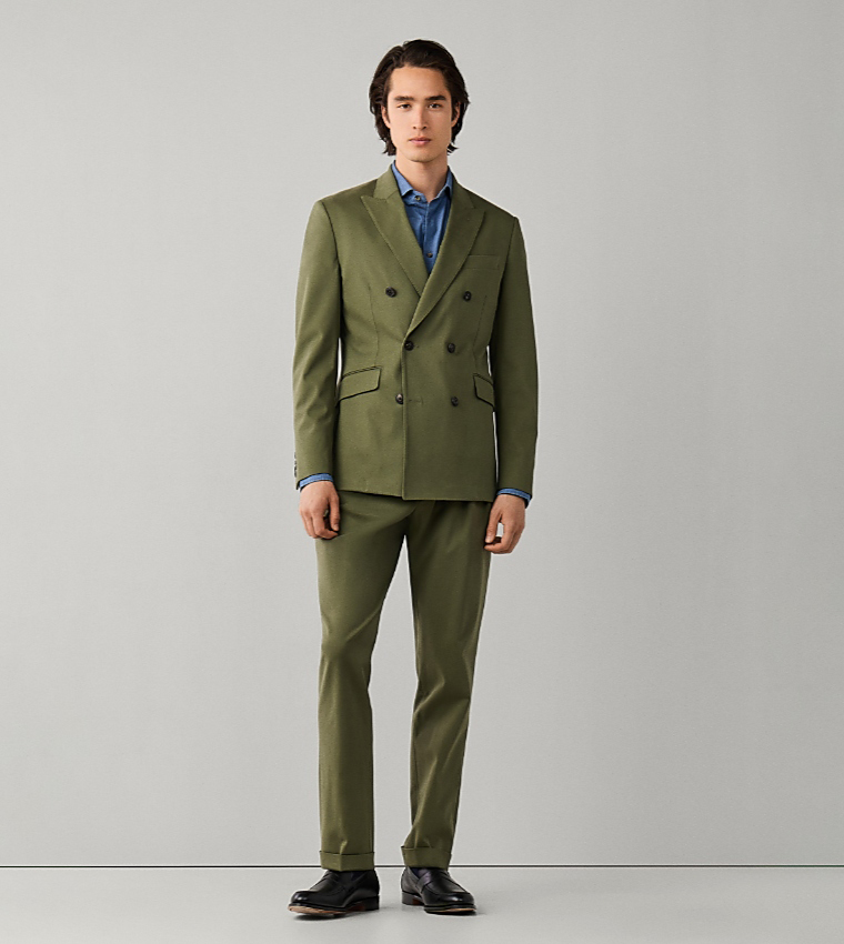 Solid Double-Breasted Blazer