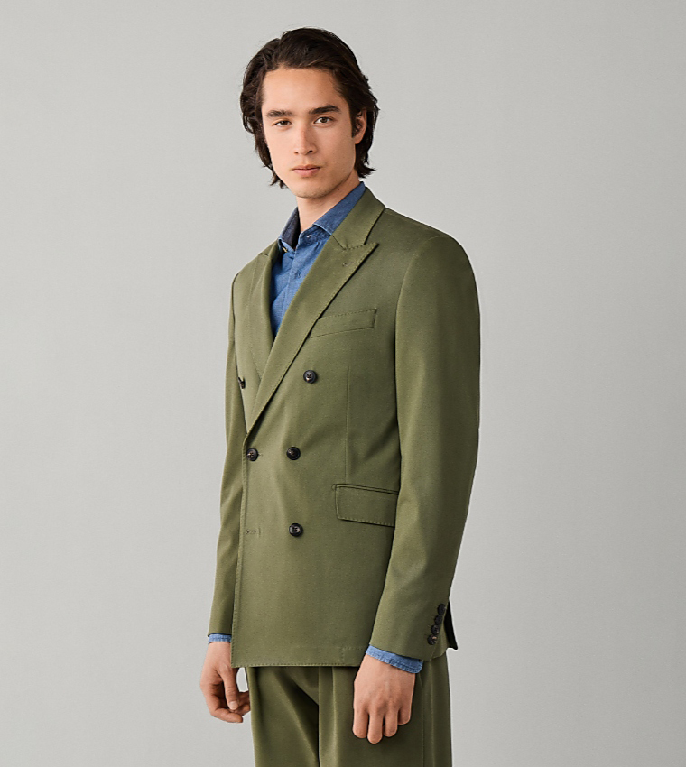 Solid Double-Breasted Blazer