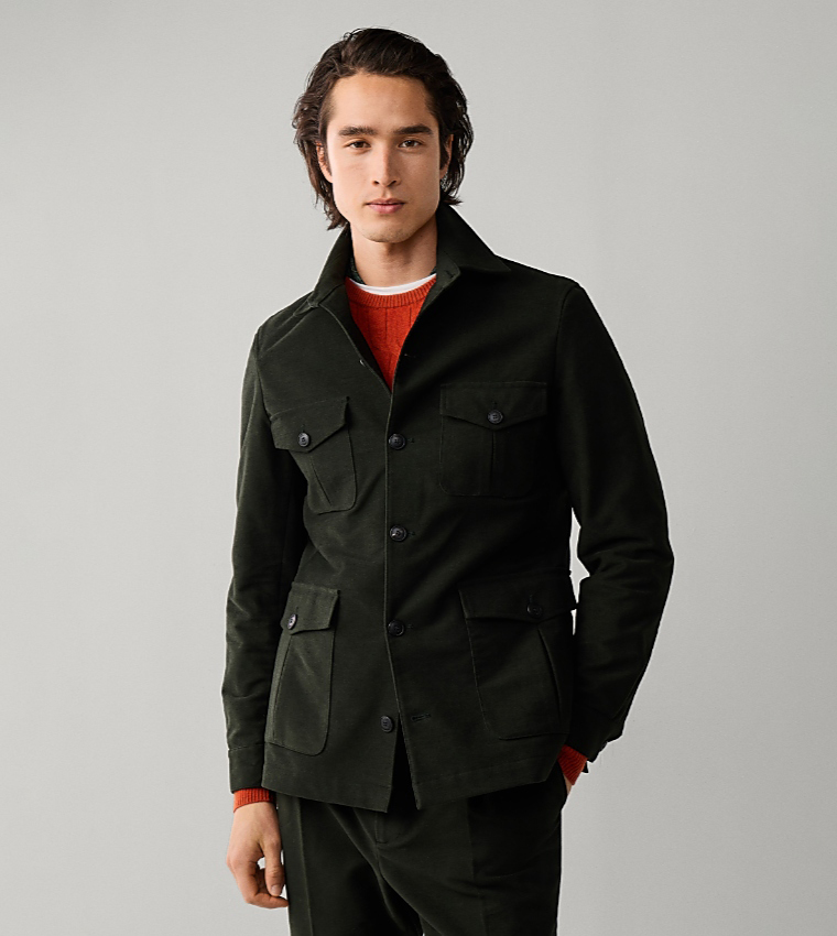 Solid Multi-Pocket Utility Casual Jacket
