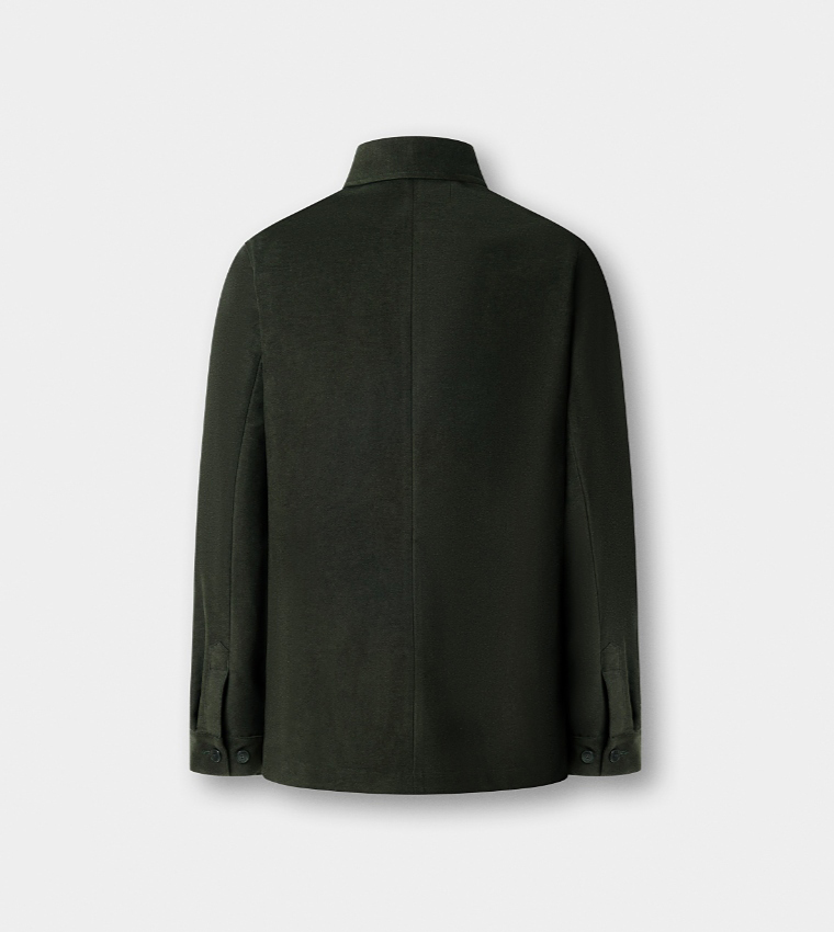 Solid Multi-Pocket Utility Casual Jacket