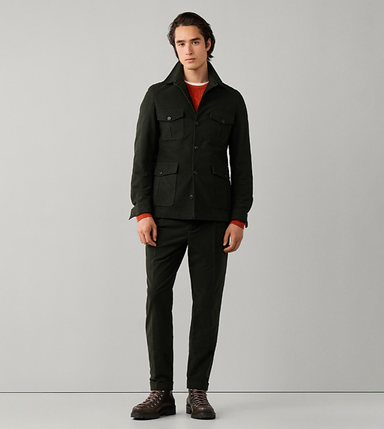Solid Multi-Pocket Utility Casual Jacket
