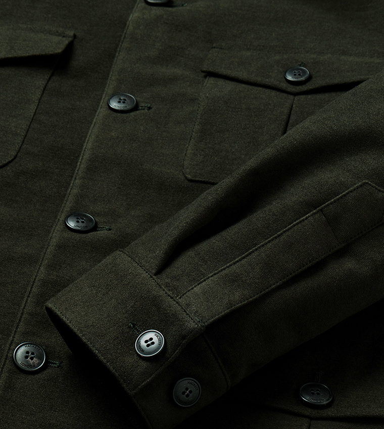 Solid Multi-Pocket Utility Casual Jacket