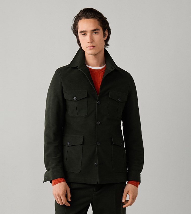 Solid Multi-Pocket Utility Casual Jacket