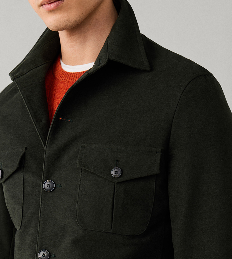 Solid Multi-Pocket Utility Casual Jacket
