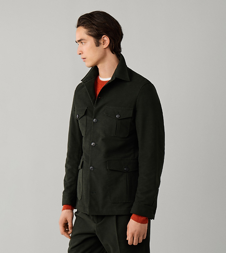 Solid Multi-Pocket Utility Casual Jacket