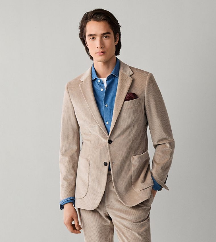 Ribbed Single-Breasted Blazer