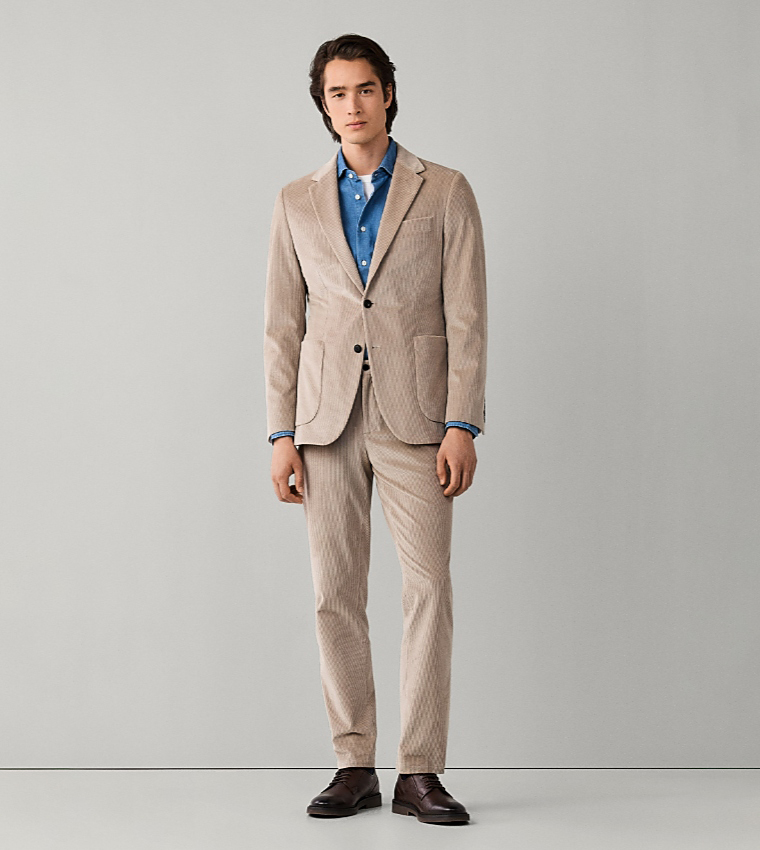 Ribbed Single-Breasted Blazer