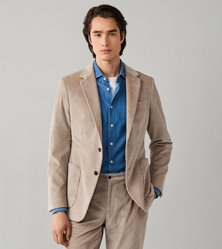 Ribbed Single-Breasted Blazer