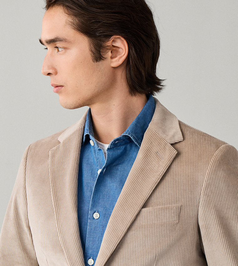 Ribbed Single-Breasted Blazer