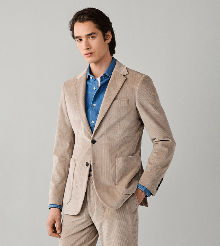 Ribbed Single-Breasted Blazer