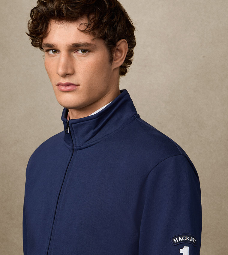 Appliqued High Neck Zip-Through Jacket