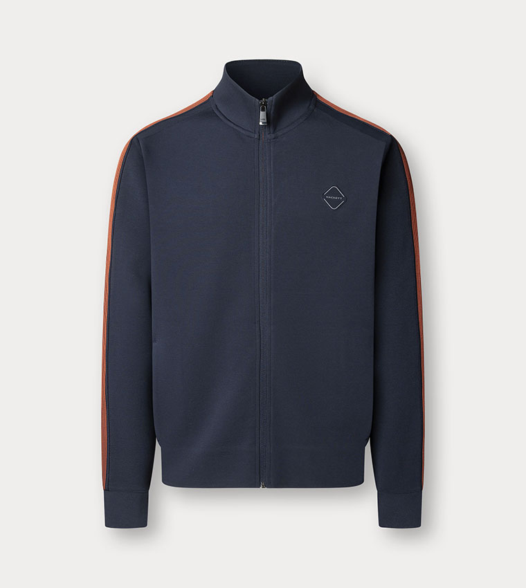 Side Striped High Neck Zip-Through Jacket