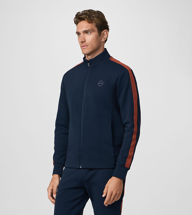 Side Striped High Neck Zip-Through Jacket