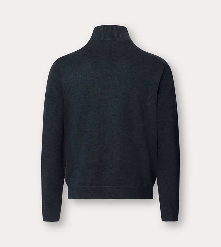Herringbone High Neck Zip-Through Jacket