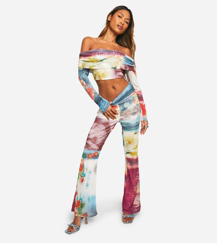 Bardot Printed Crop Top