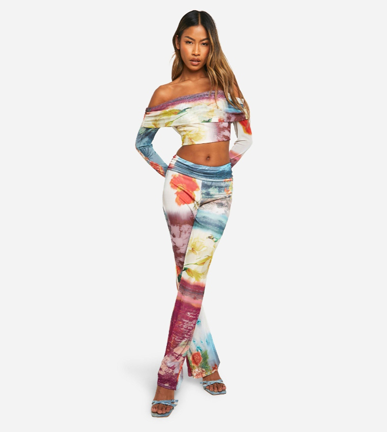 Bardot Printed Crop Top