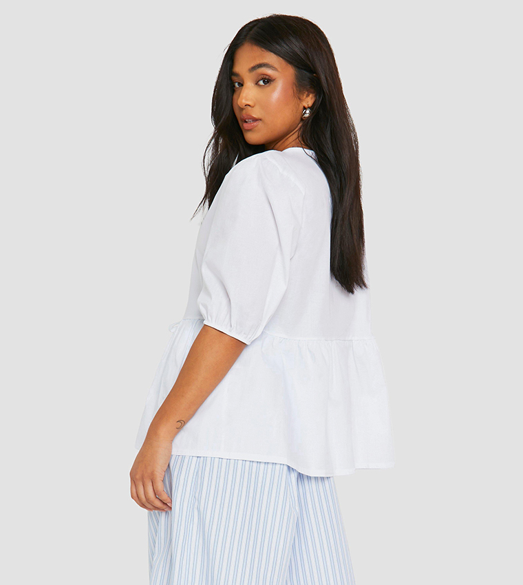 Petite Tie Front Short Sleeves Top