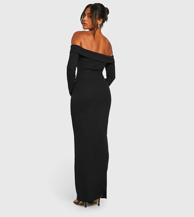 Ribbed Off Shoulder Maxi Dress